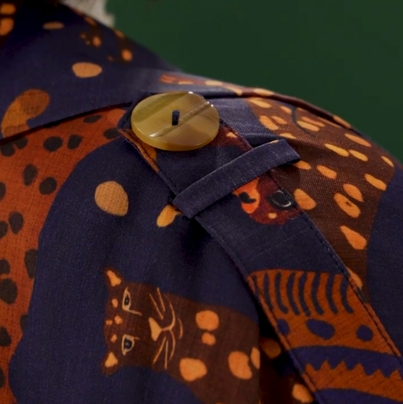 Farm Rio Navy Animal Sky Trench Coat - Picture 4 of 6